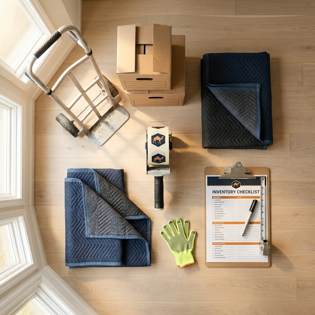 Professional moving supplies and packing materials layout for Nora Springs residential relocations